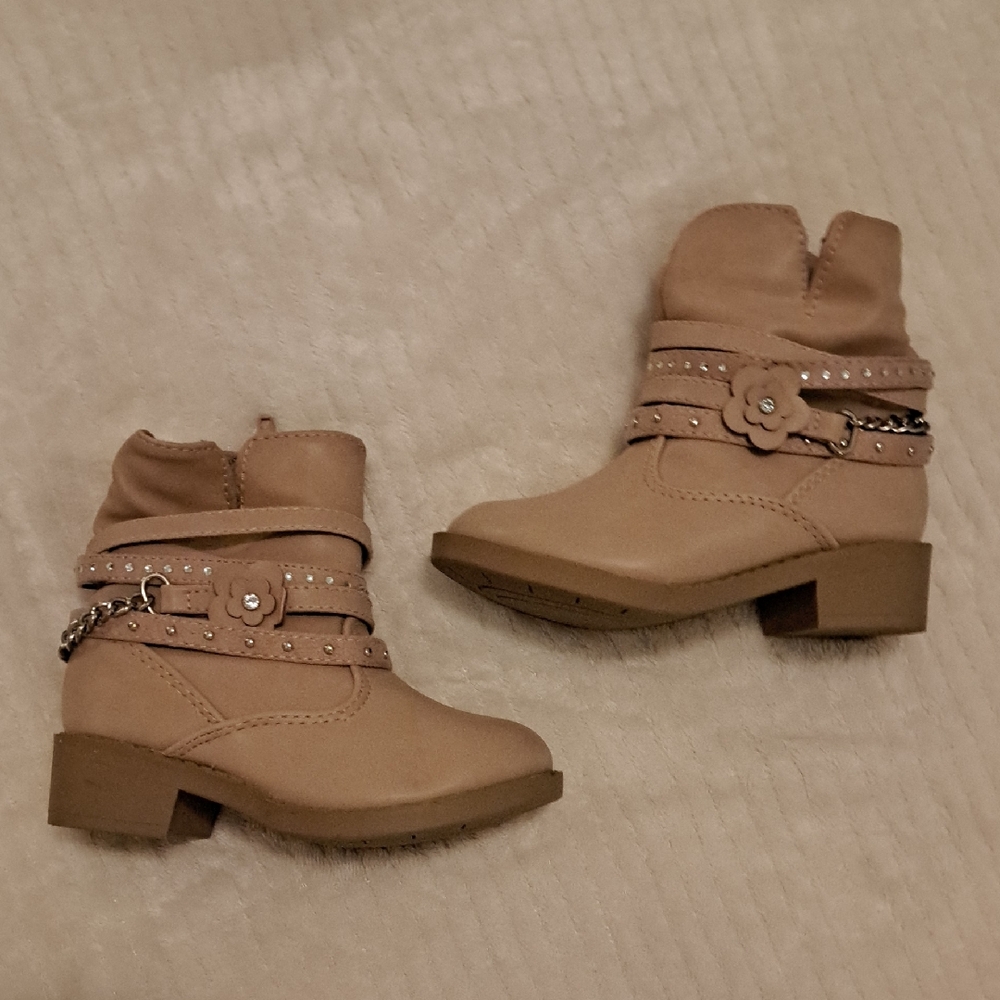 Soda Tan Ankle Booties with Chain Detail